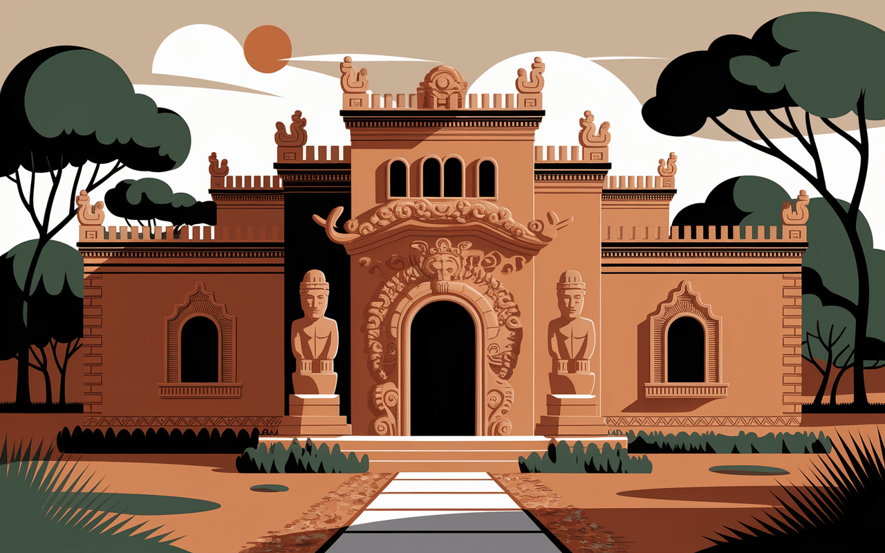 Artistic house with giant sculptures