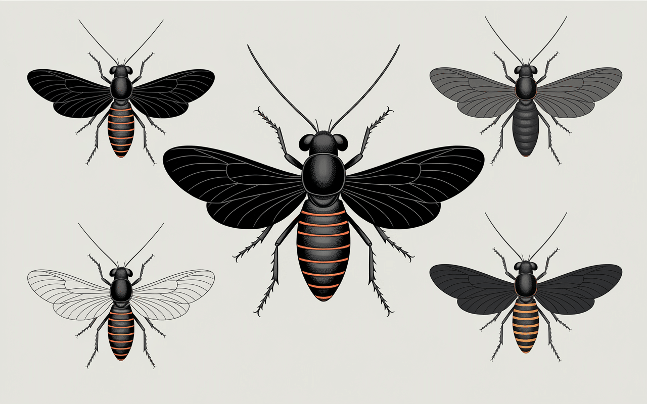 Illustration éducative insectes noirs