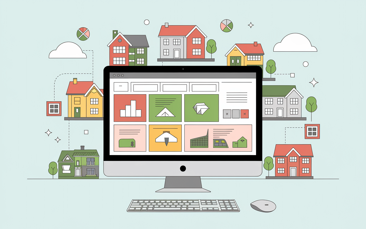 Illustration d'un site web immobilier Fimmnet com