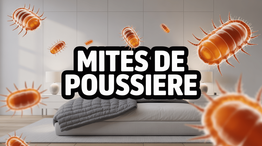 Illustration d'acariens et poussière sur matelas