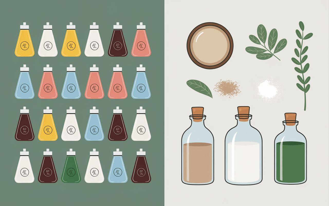 Comparaison entre lessive industrielle et lessive maison avec ingrédients naturels
