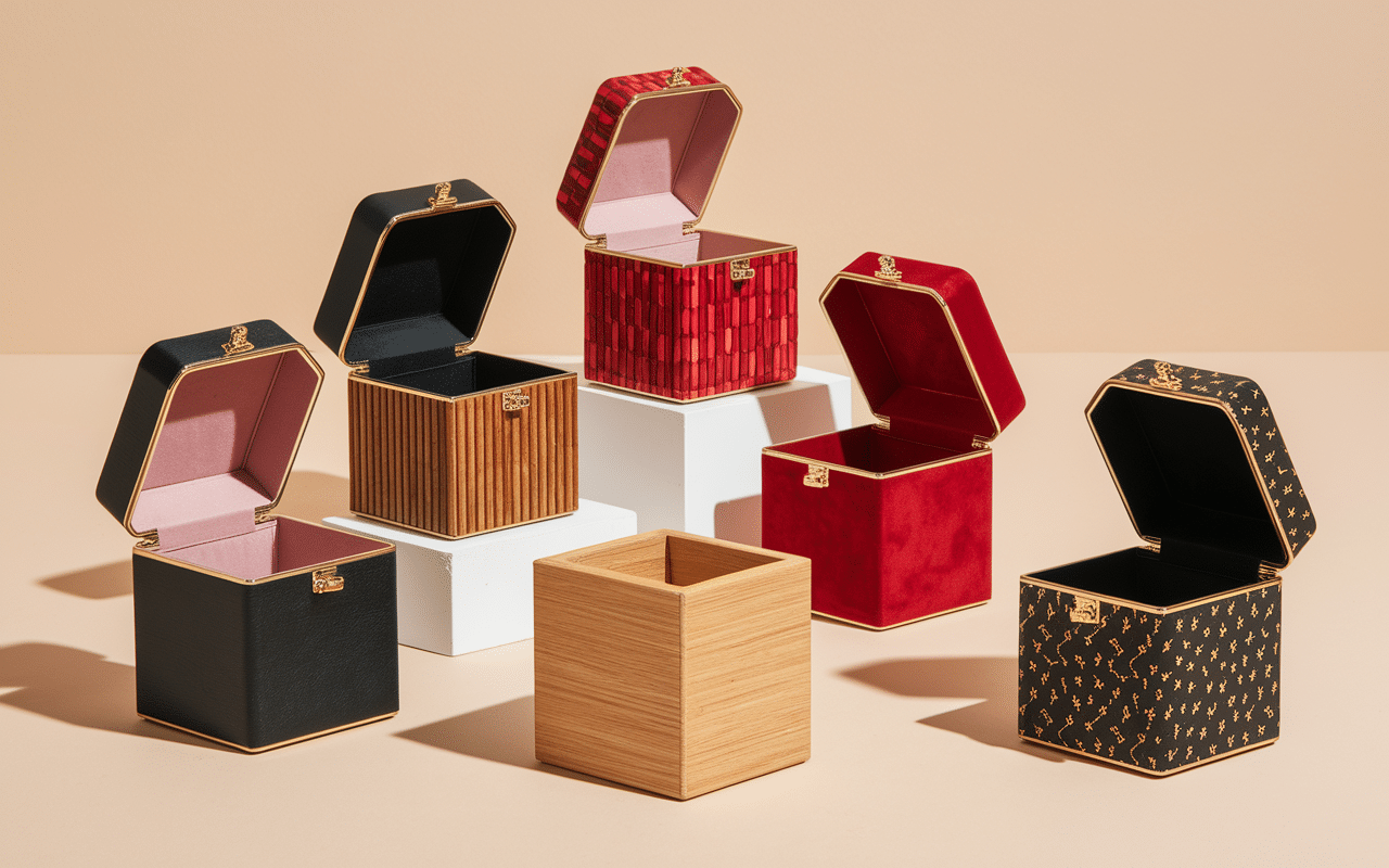 comparatif ecrin bague cuir bois velours carton