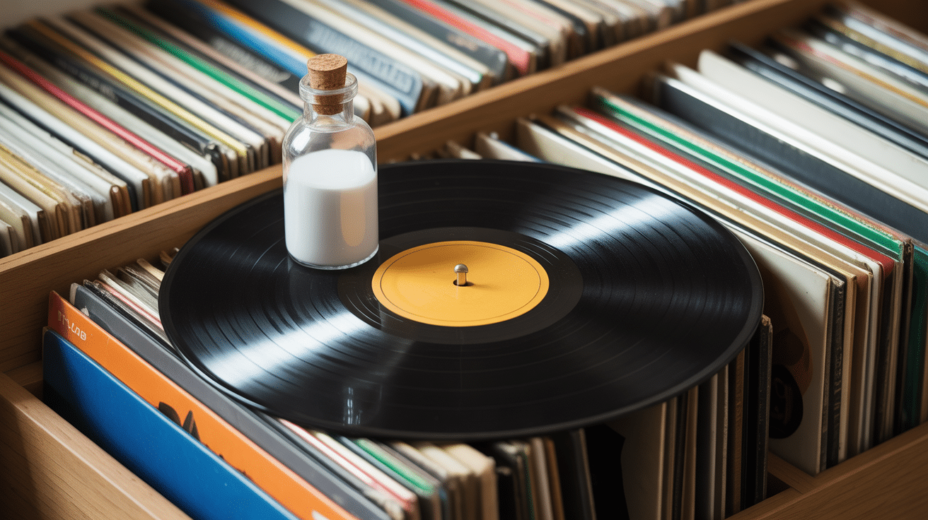 vue collection disques nettoyer vinyle vinaigre blanc