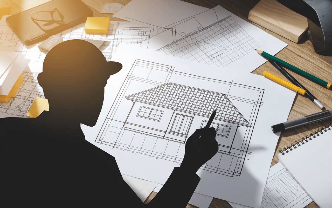 Architecte dessin projet toit plat ossature bois