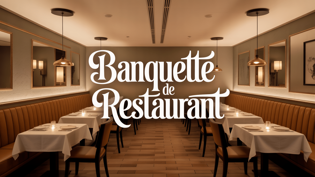 Banquette resto moderne en cuir dans restaurant chaleureux