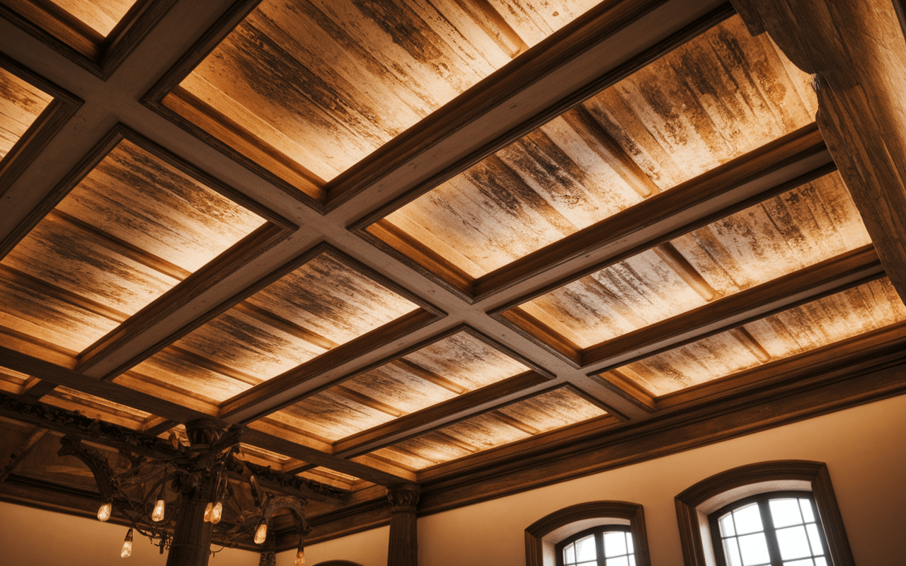 eclairage plafond poutre apparente avec led bois massif