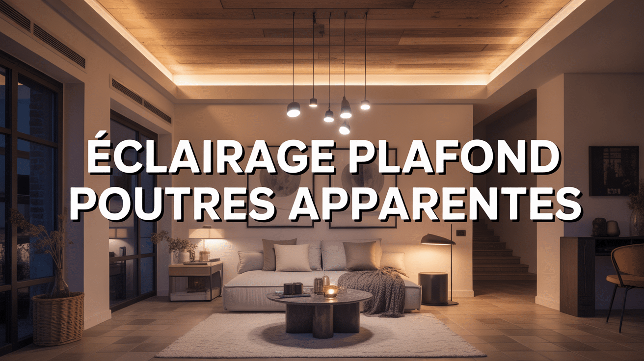 eclairage plafond poutre apparente ambiance chaleureuse moderne