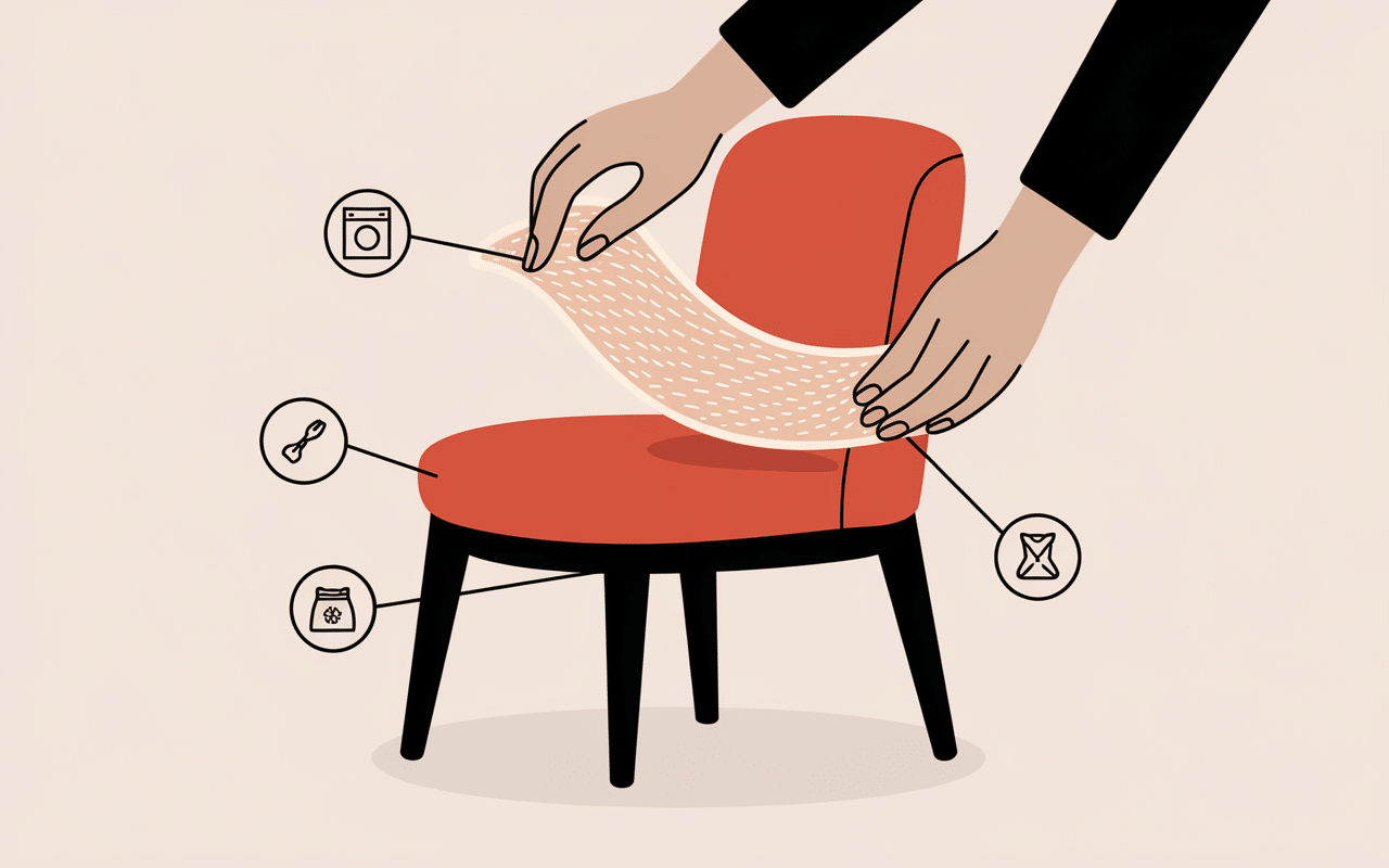 Installation housse fauteuil sans accoudoir entretien
