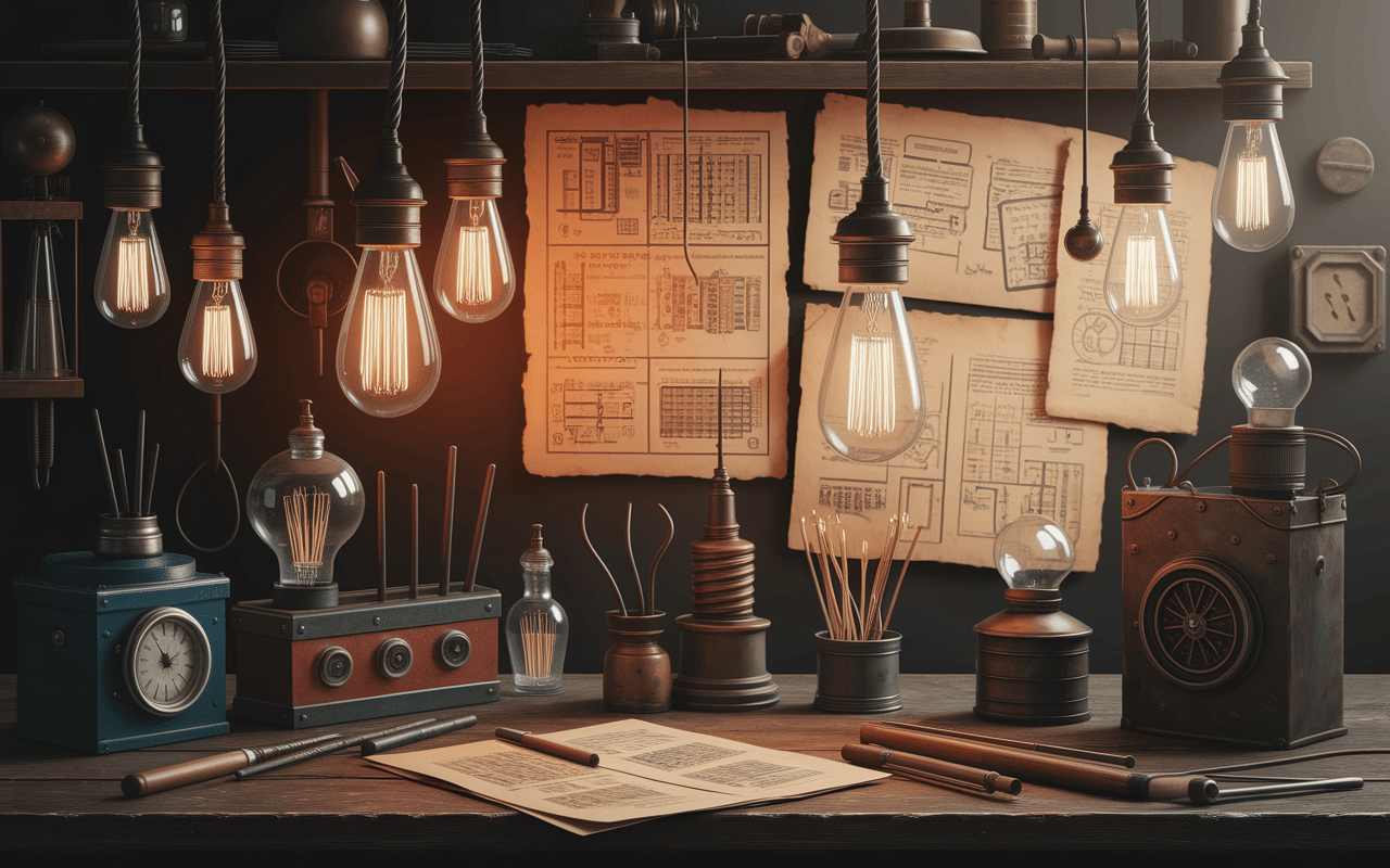 Atelier rétro lampe mazda ampoules et outils vintage