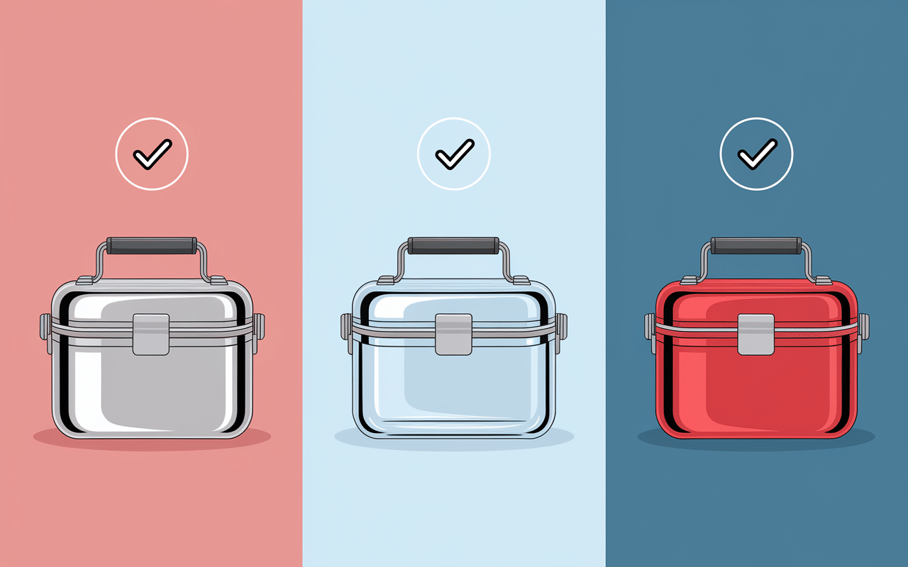 Lunch bag and lunch box en inox verre plastique comparés visuellement