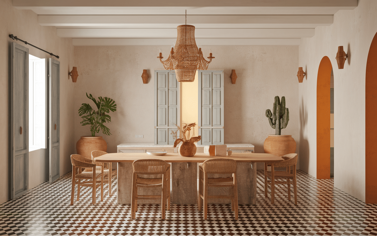 Maison typique espagnole intérieur faïence bois fer forgé