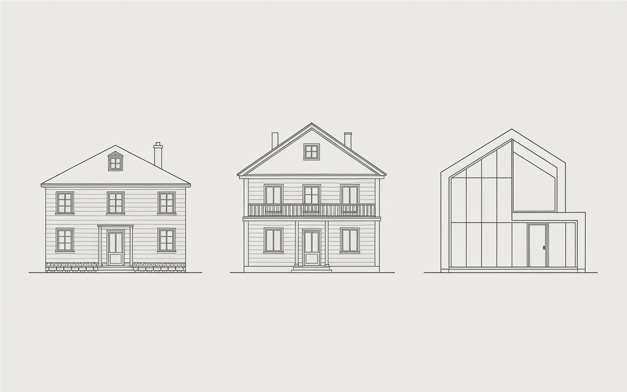 Styles différents plan maison 4 chambres plain-pied étage contemporain