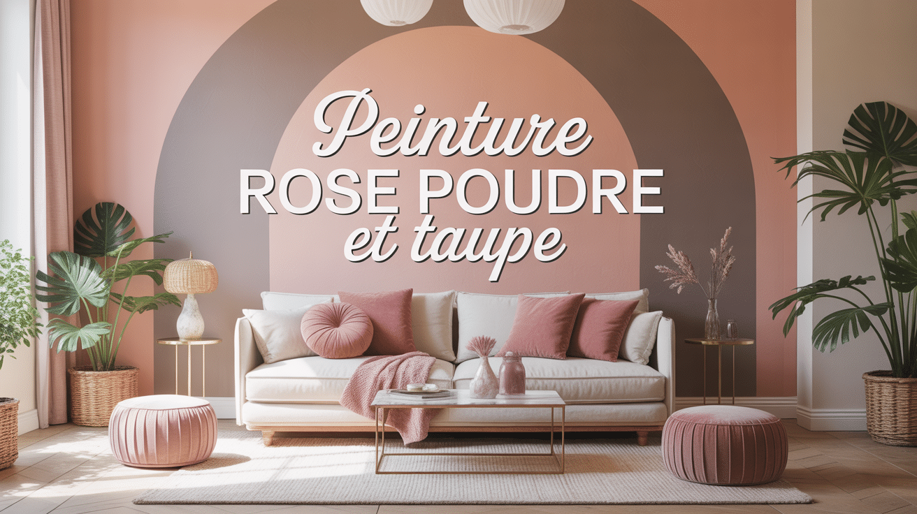 Intérieur avec peinture rose poudré et taupe, salon élégant