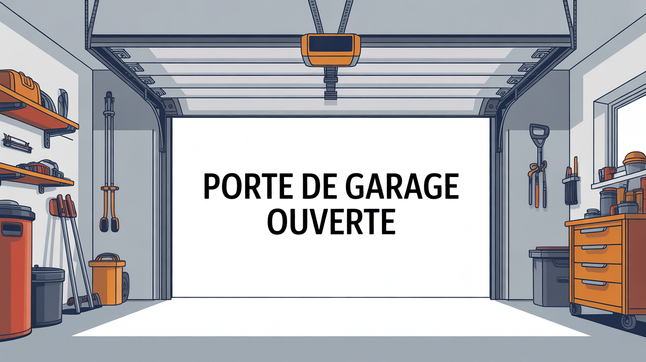 Porte ouvert garage résidentiel moderne