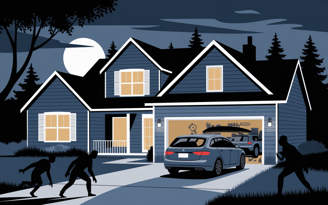 Risques intrusion porte ouvert garage nuit