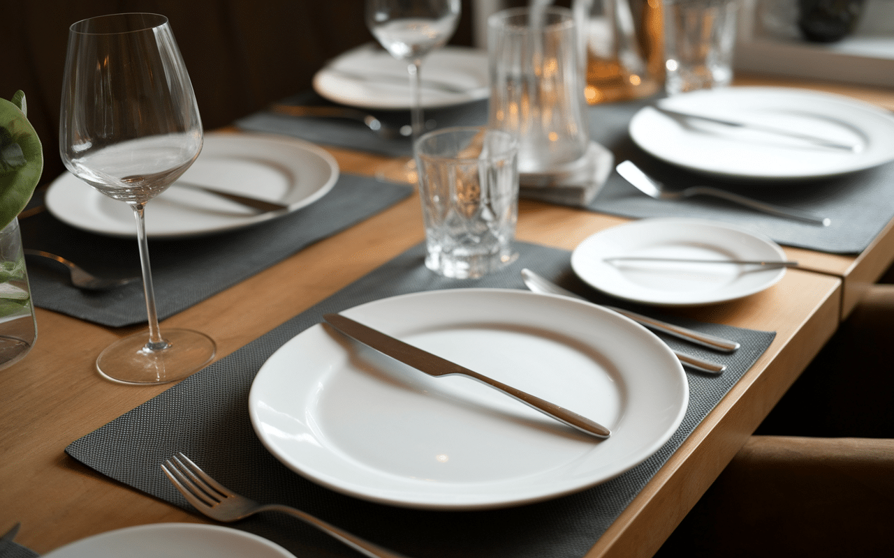 Position des couverts dans l'assiette main élégante restaurant