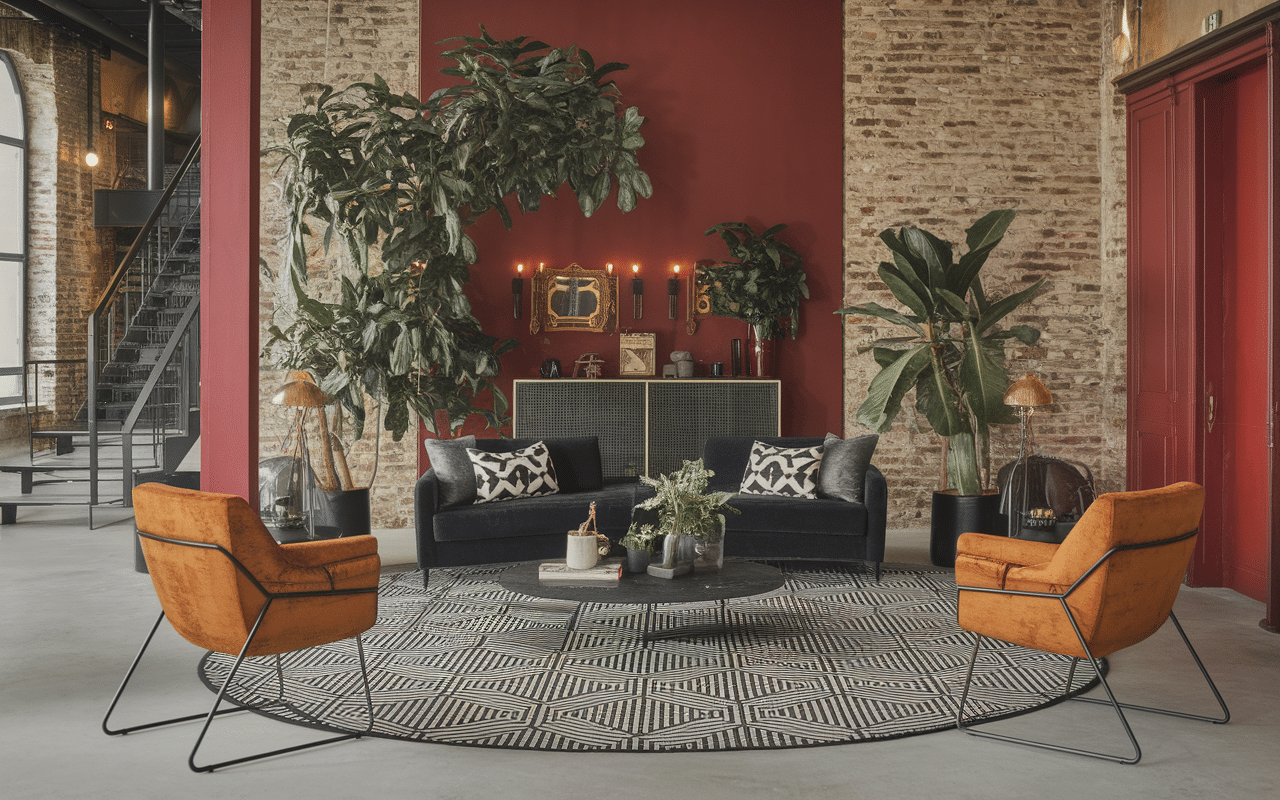 tapis pour style industriel géométrique ambiance chaleureuse