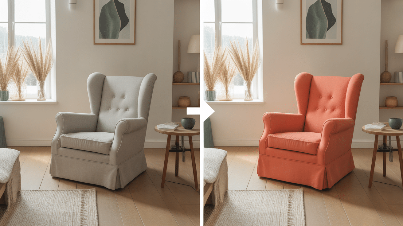Comparaison fauteuil crapaud ikea usé et housse neuve