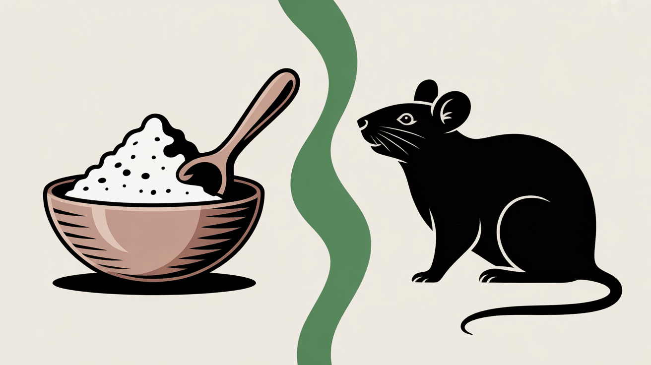 bicarbonate de soude pour tuer les rats poudre et silhouette de rat