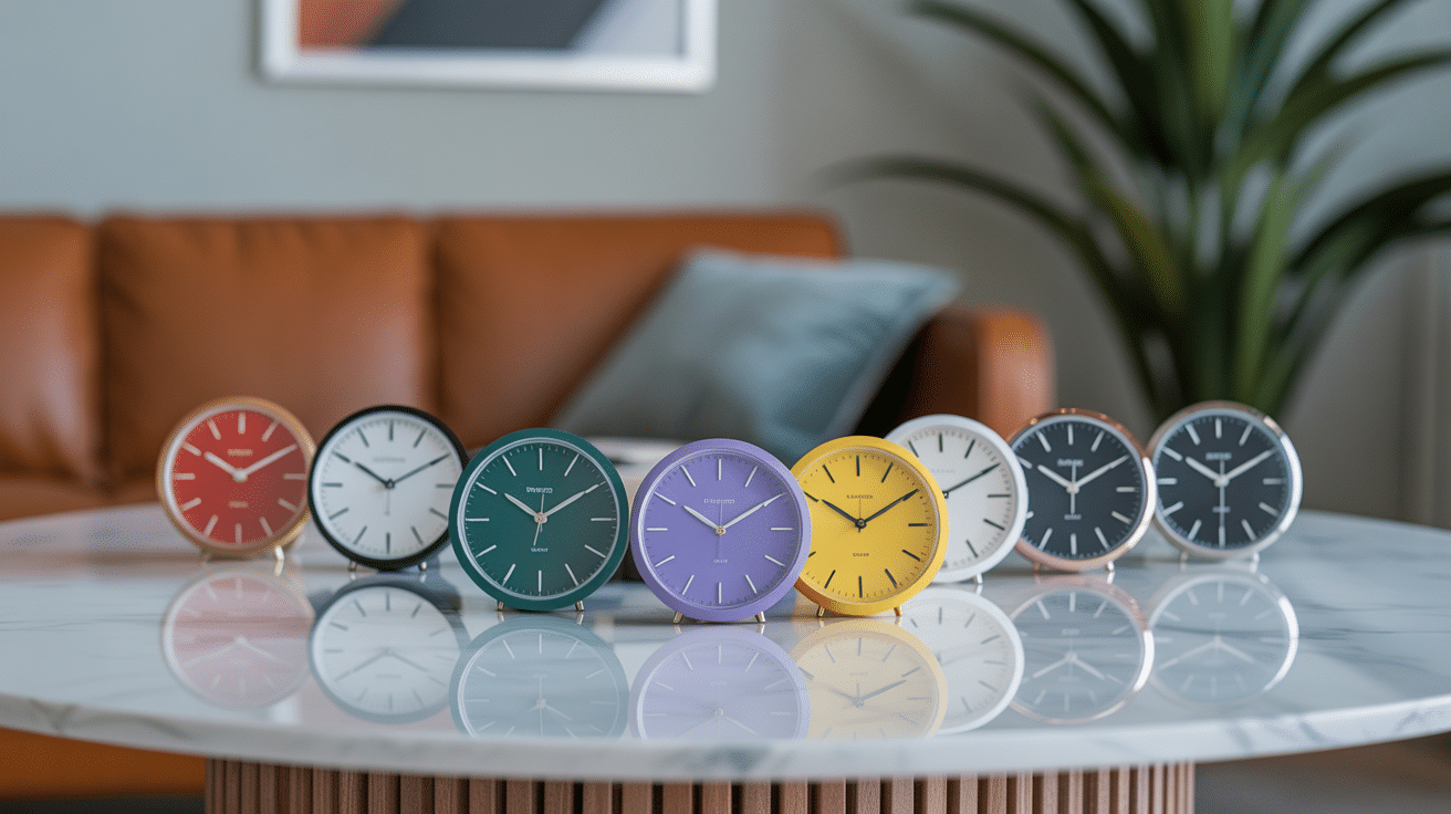 Comparaison horloge dali couleurs et matériaux déco moderne