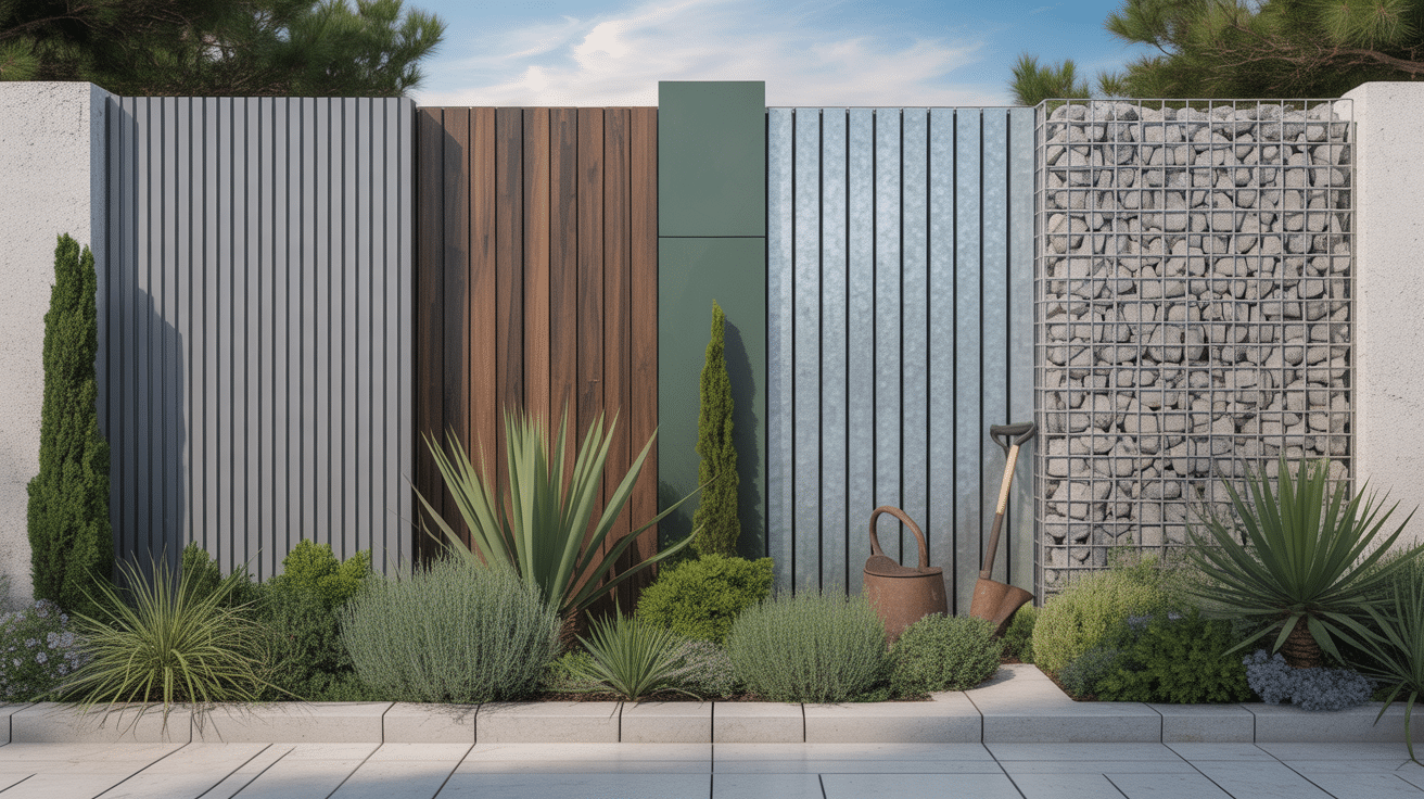 cloture jardin moderne panneaux aluminium composite gabion