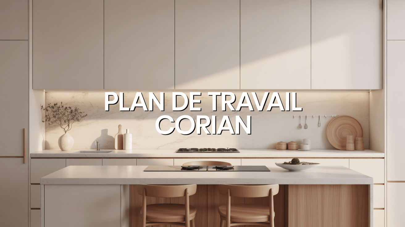 corian plan de travail sur ilot contemporain