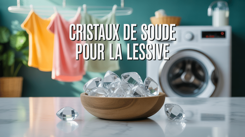 Cristaux de soude lessive bol bois machine linge