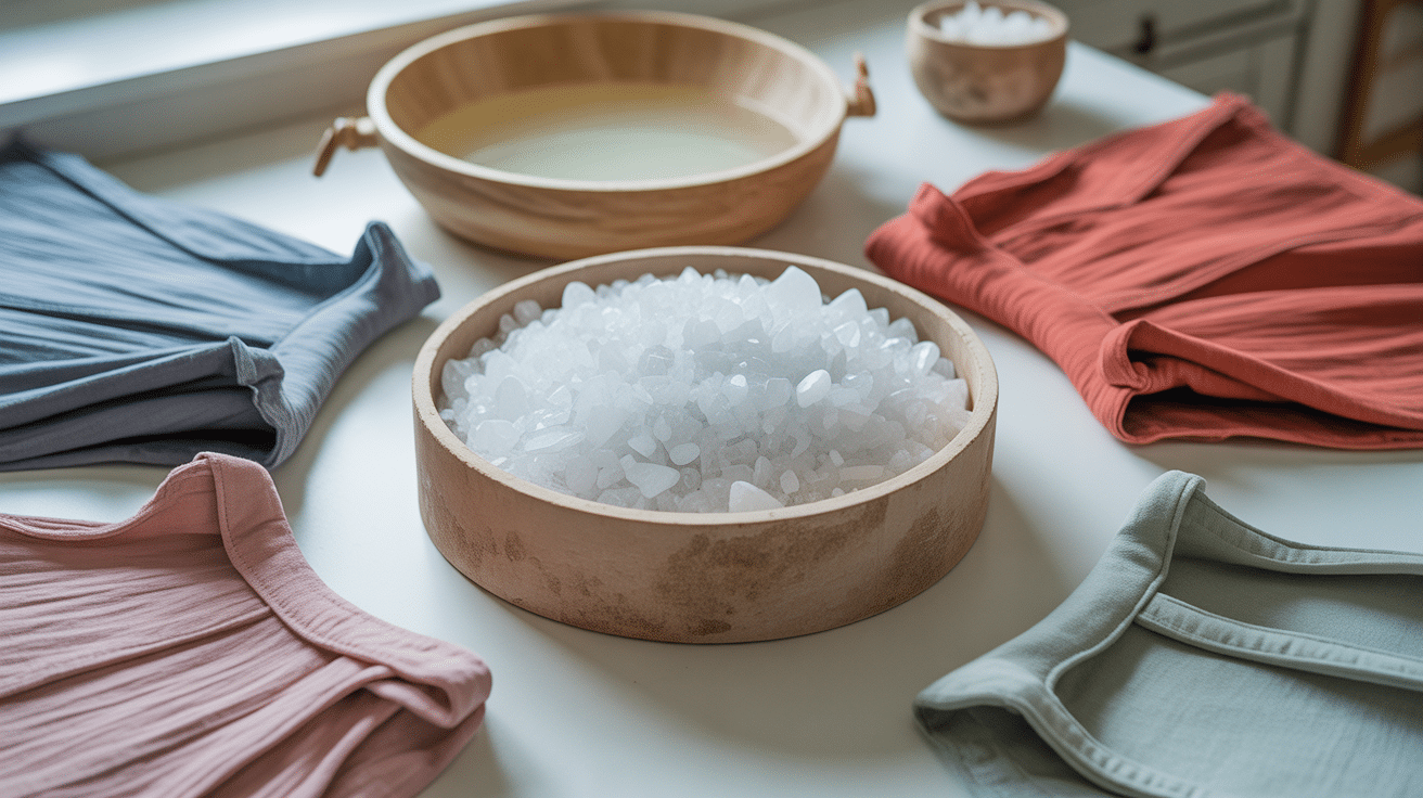 Cristaux de soude lessive vêtements bol savon