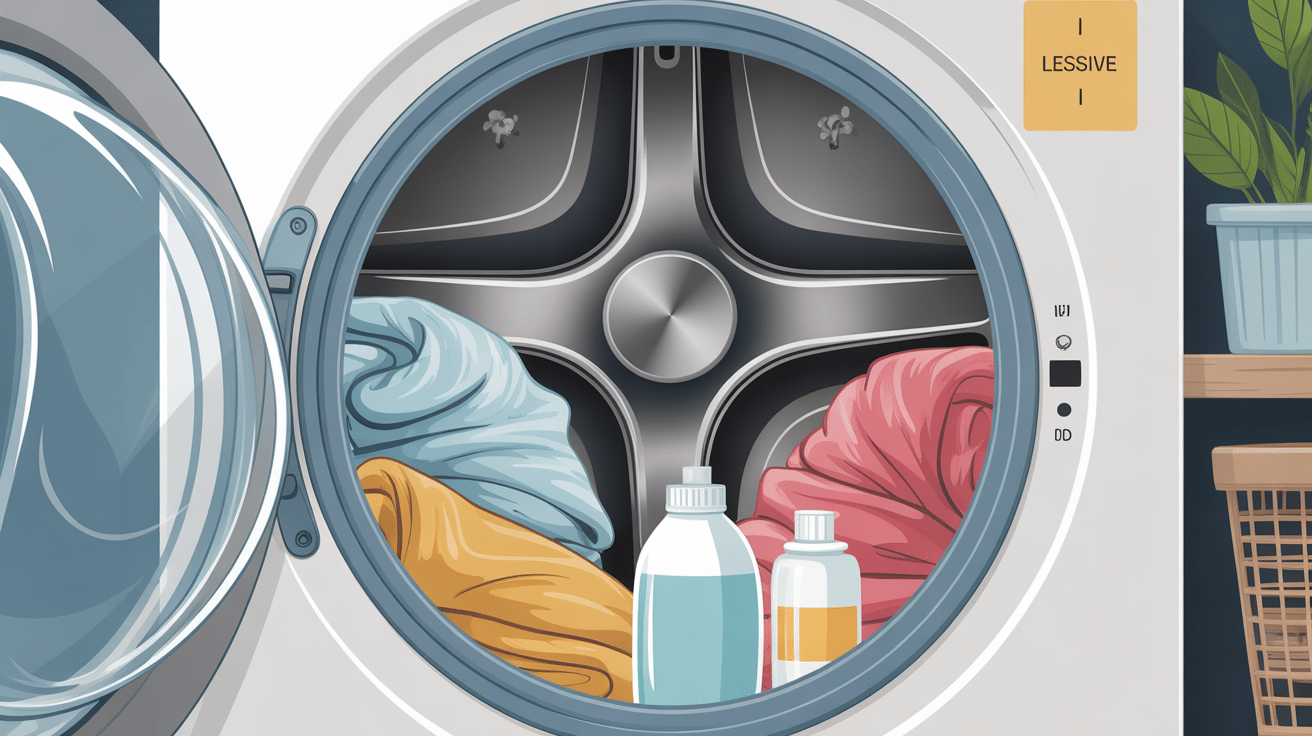 dans quel compartiment mettre la lessive illustration tiroir lave-linge