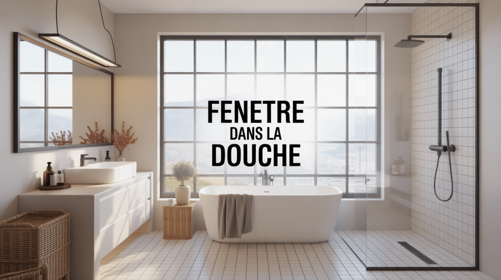 Salle de bains avec fenetre douche vitrage dépoli