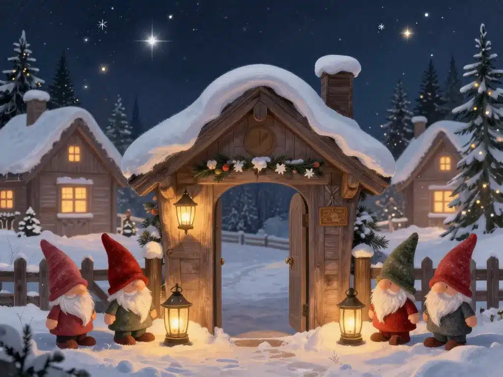 illustration gnomes de noel symboles scandinaves