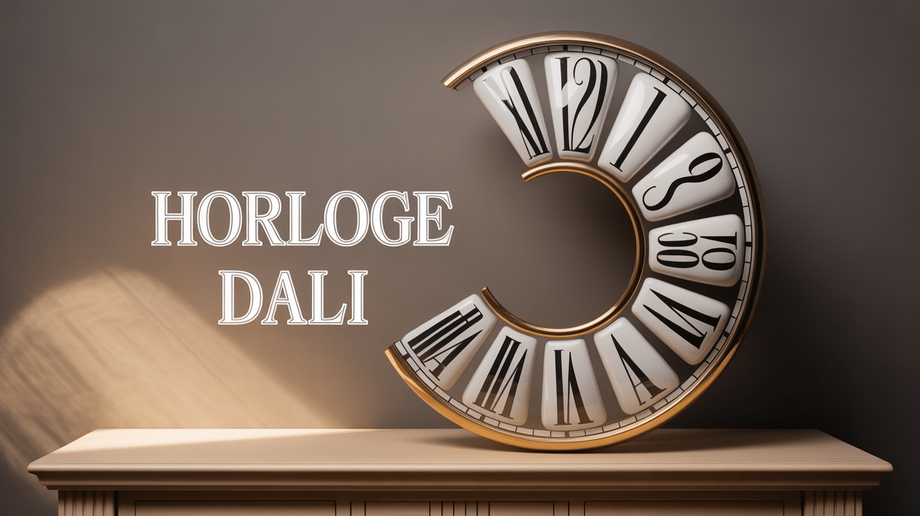 Horloge dali fondante dorée sur étagère design surréaliste