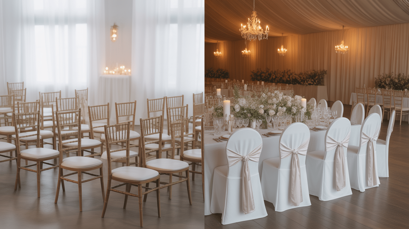 housse de chaise mariage avant apres salle reception