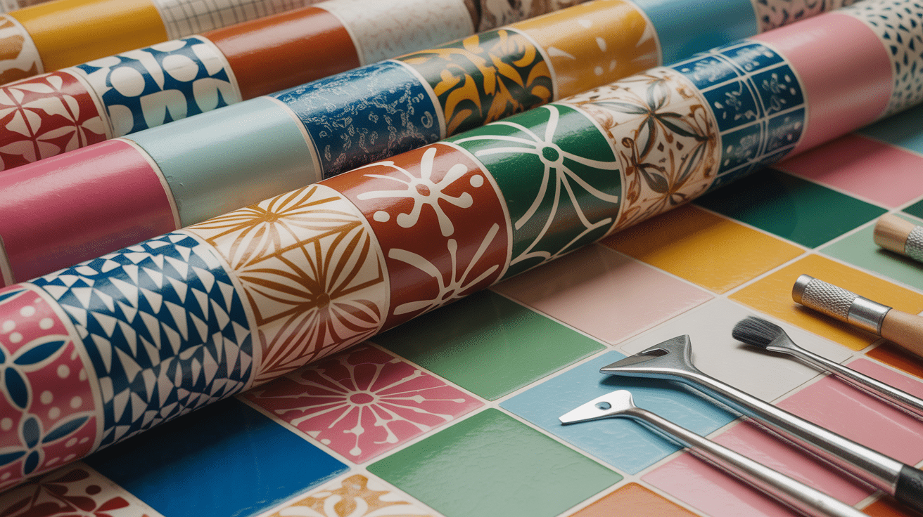 inaltera rouleaux motifs géométriques floraux vinyle