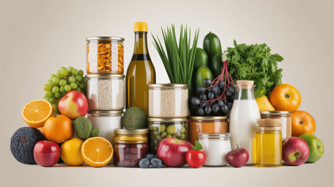 Produits alimentaires essentiels pour liste de courses type pour 1 mois
