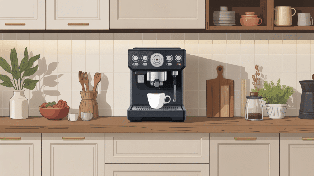 machine a cafe encastrable integrée dans cuisine design
