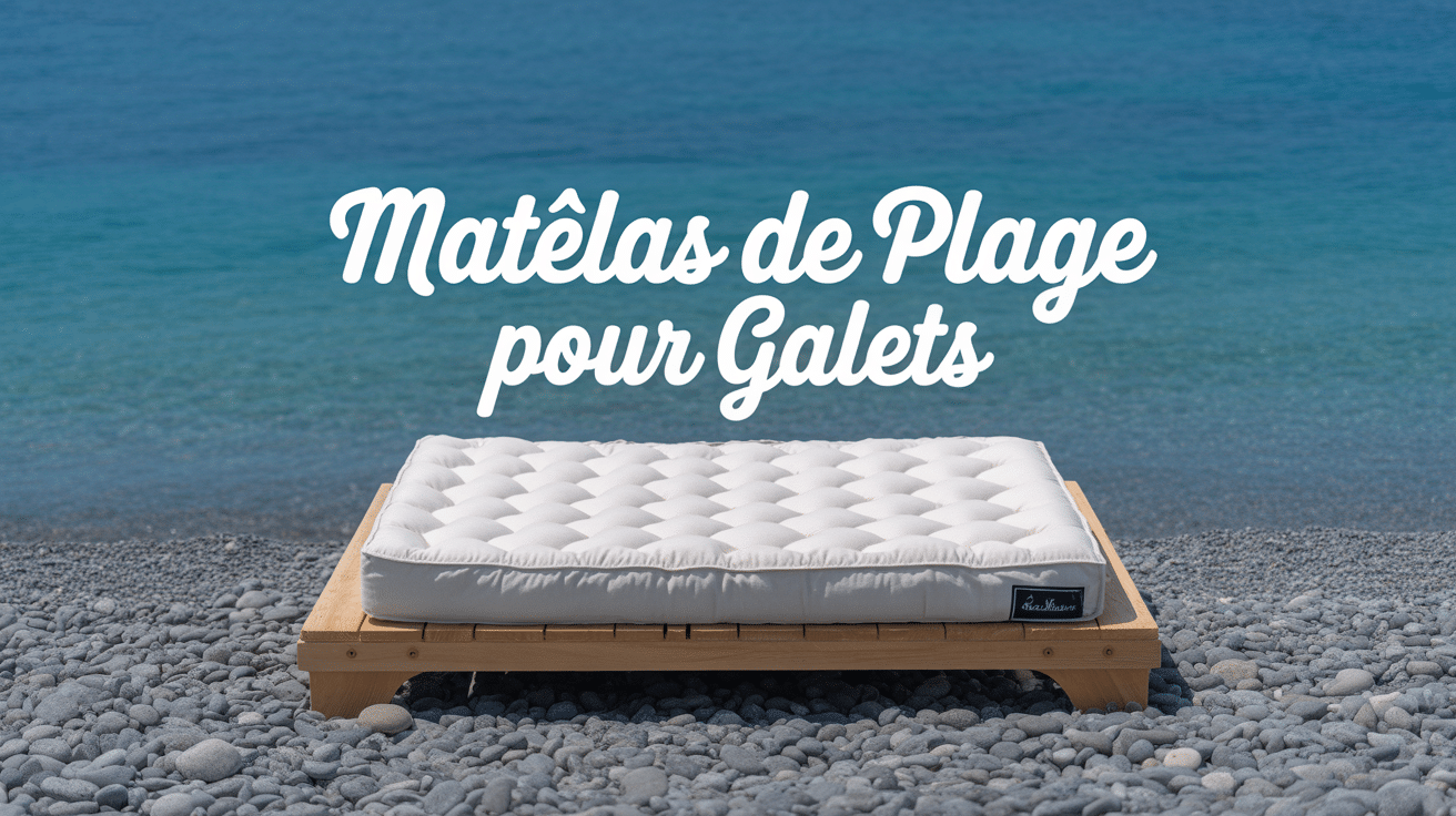 matelas de plage pour galets posé sur plage de galets