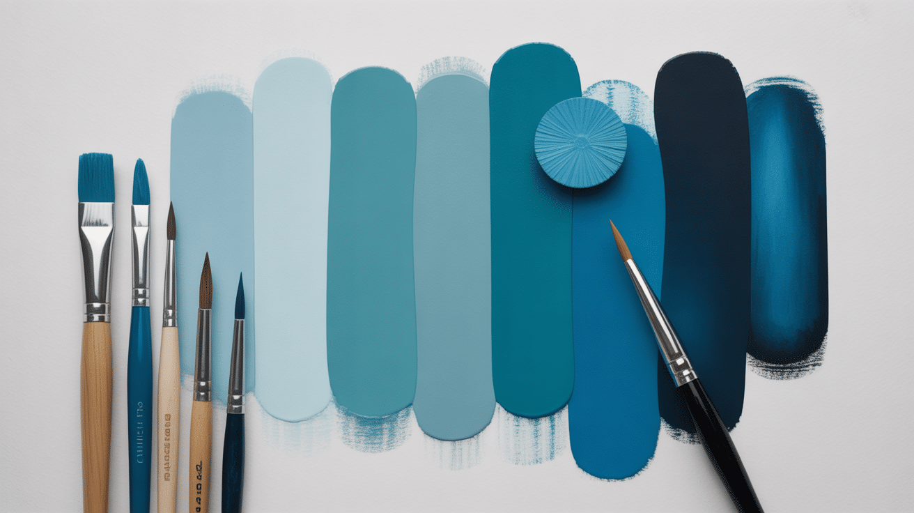 Palette échantillons bleu pétrole peinture