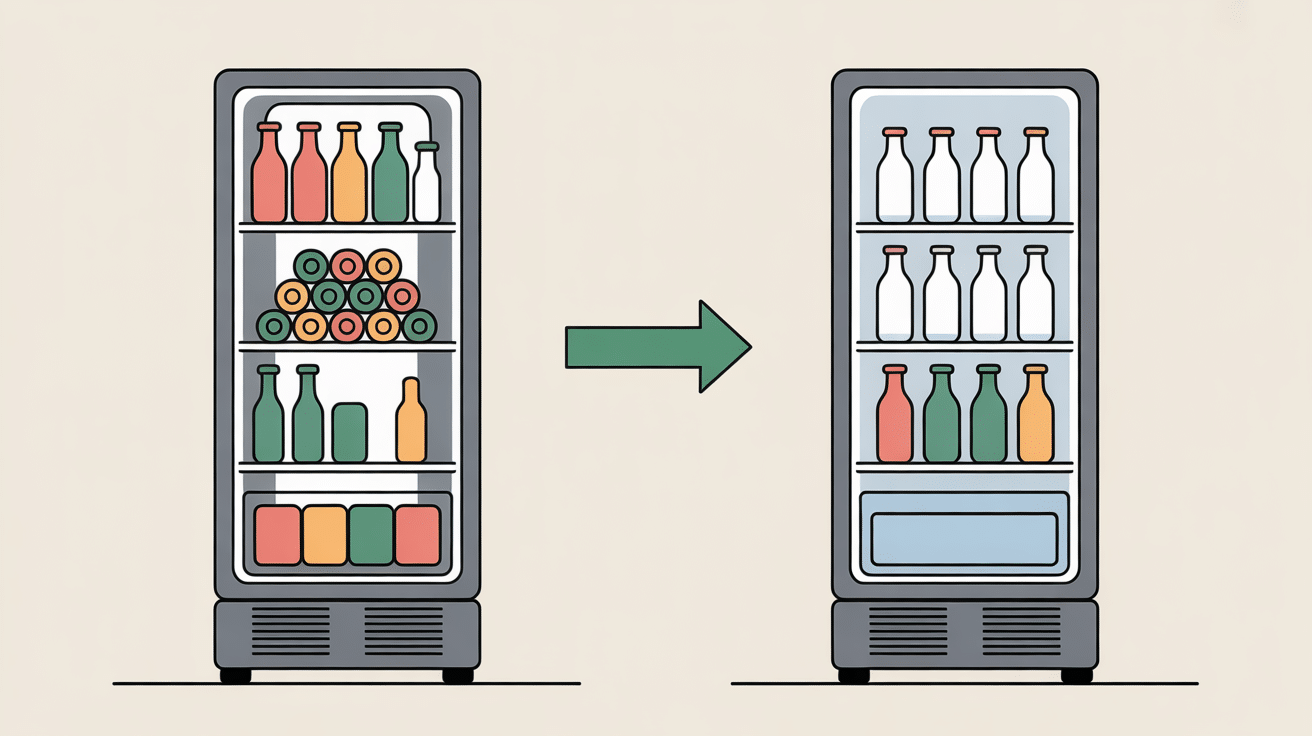 étagère avant après avec range bouteille frigo