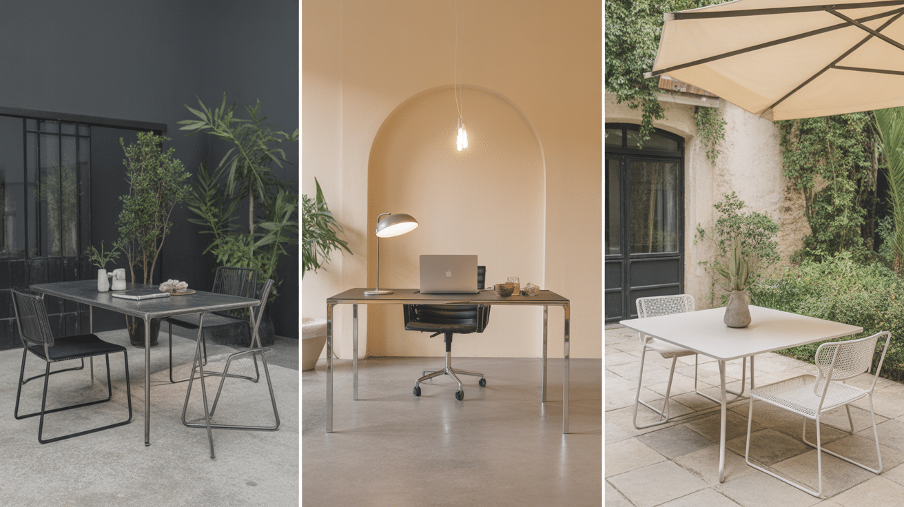 table d appoint metal trois styles salon bureau terrasse