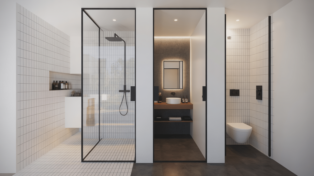 Usages du verre blanchi en douche bureau et garde-corps moderne