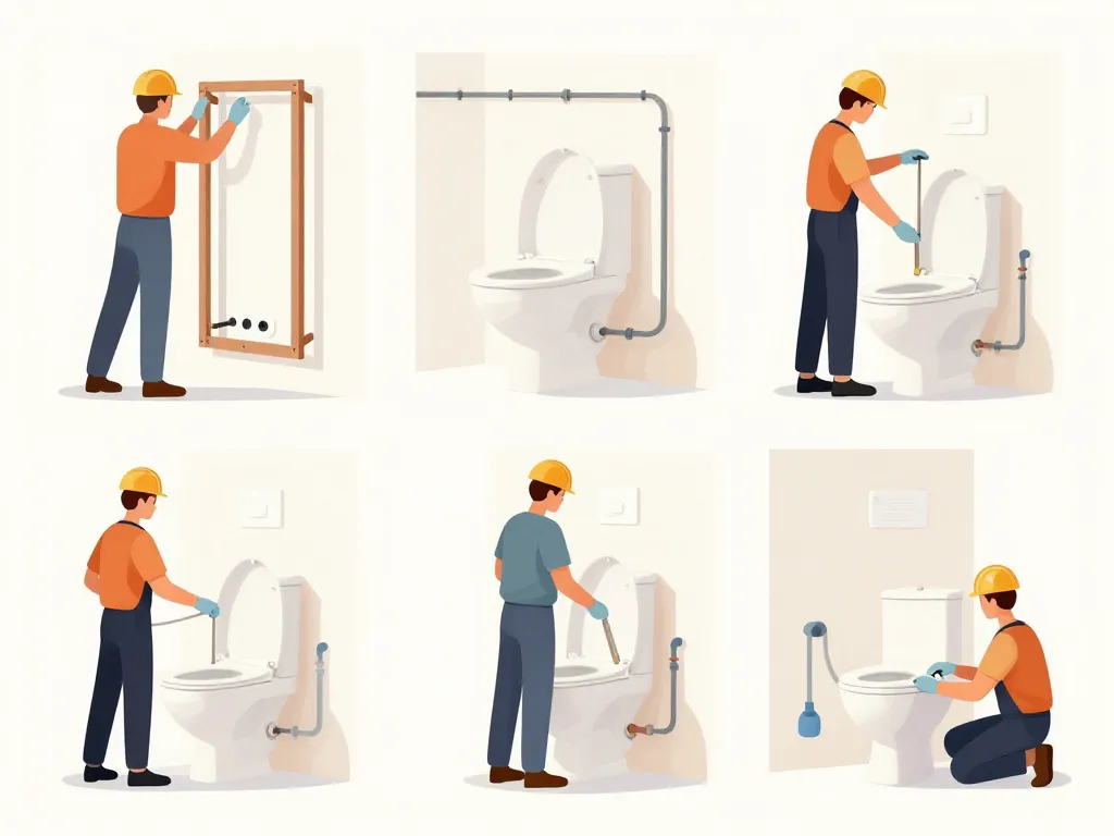 illustration étapes pose wc suspendus