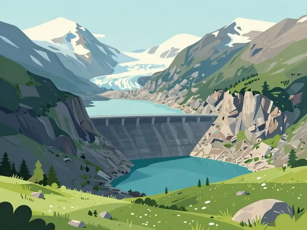 barrage cap de long paysage glaciaire alpin