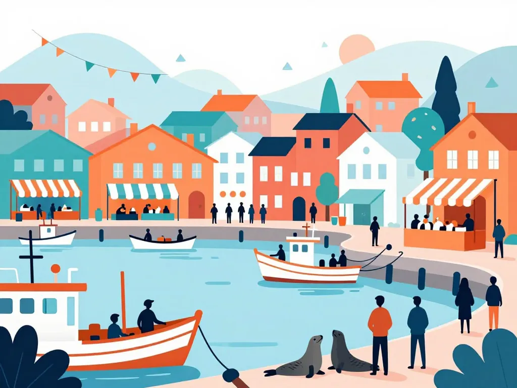 Port animé et village de Binn Éadair atmosphère locale