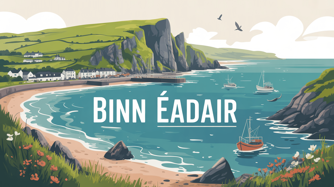 Vue panoramique de Binn Éadair avec falaises, mer et port