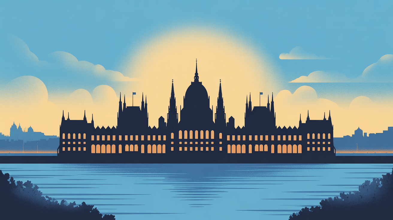Illustration vectorielle du budapest parlement au bord du Danube