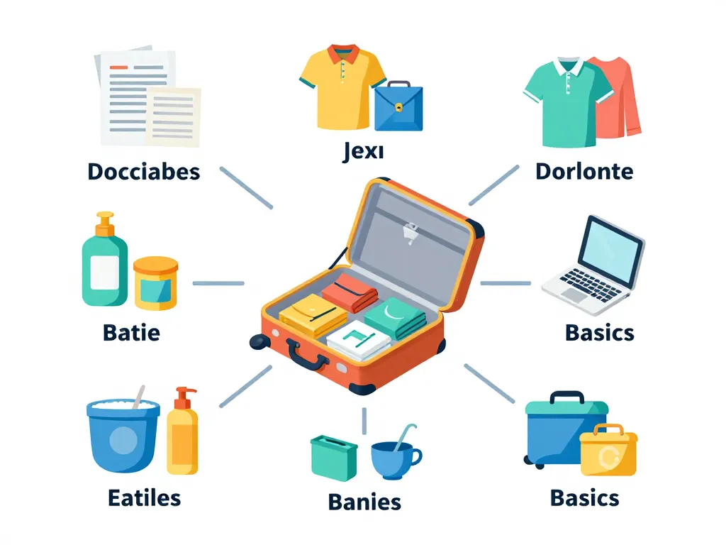 Schéma catégories checklist liste valise vacances