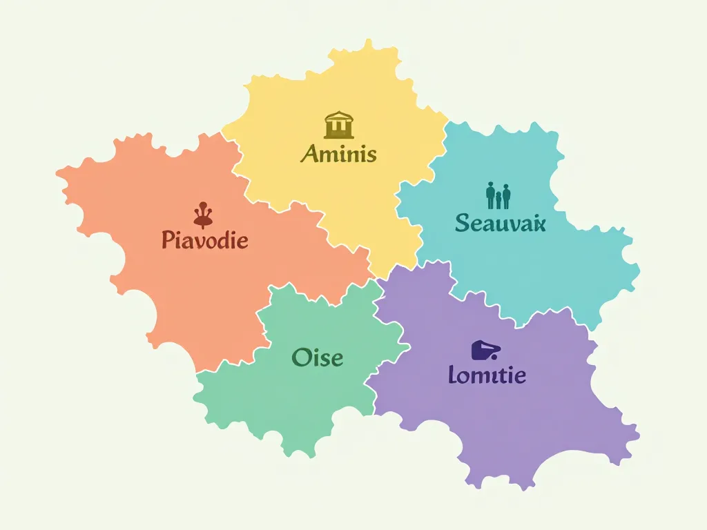 picardie carte villes départements