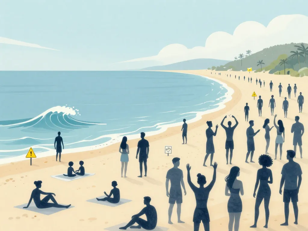 représentation plage à éviter au cap d'agde calme versus surfréquentation