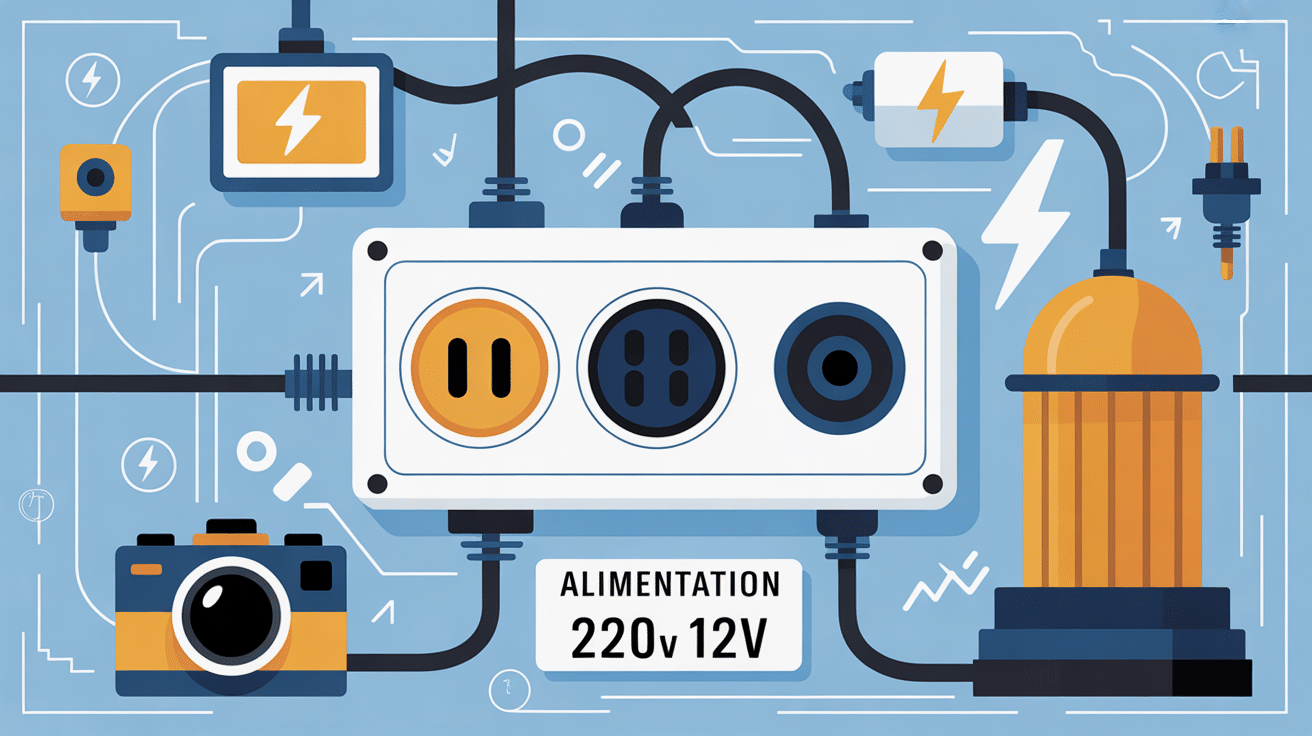 Illustration transformer du 220v en 12v pour appareils en sécurité